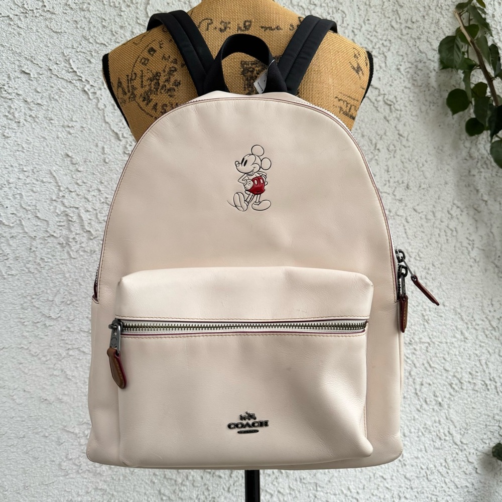RARE DISNEY X COACH Charlie backpack large chalk white with Mickey Mouse - Picture 2 of 15